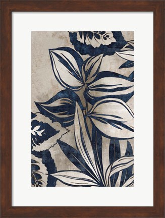 Framed Blue Foliage I Print