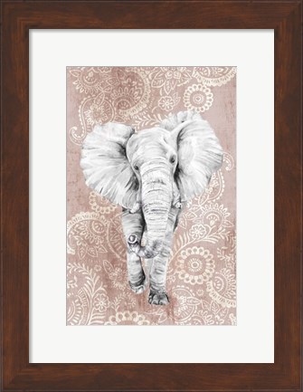 Framed Pink Paisley Elephant Print