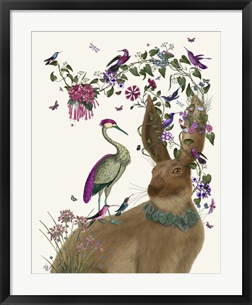 Framed Hare Birdkeeper and Heron Print