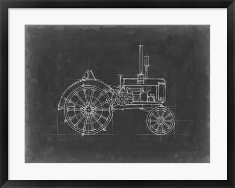 Framed Tractor Blueprint II Print