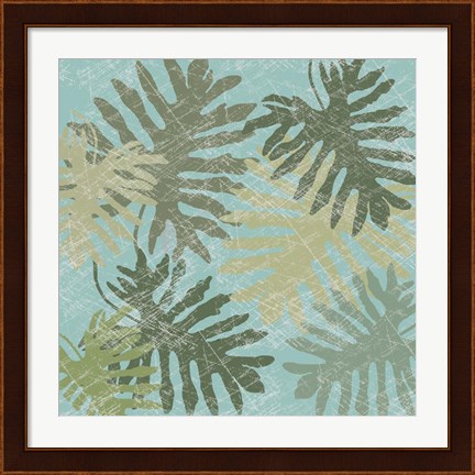 Framed Faded Tropical Leaves I Print