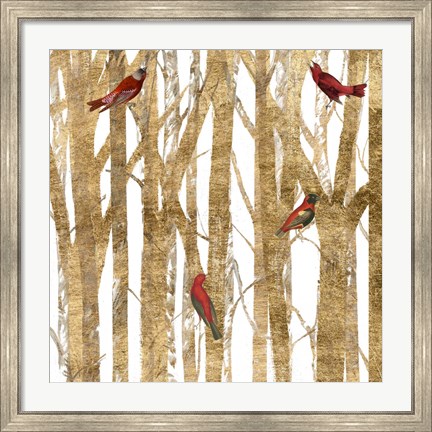 Framed Red Bird Christmas II Print