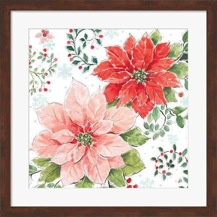 Framed Country Poinsettias II Print