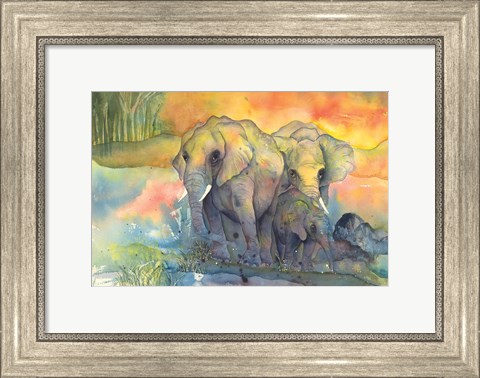 Framed Elephants Print