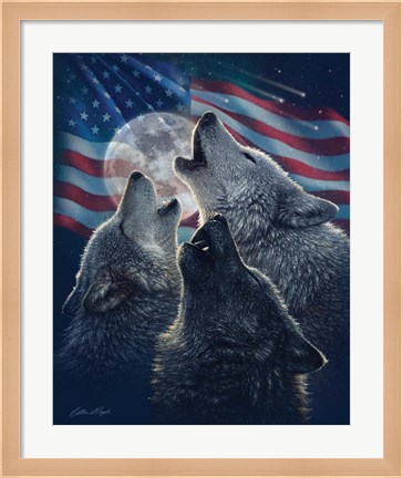 Framed Wolf Trinity Patriotic Print