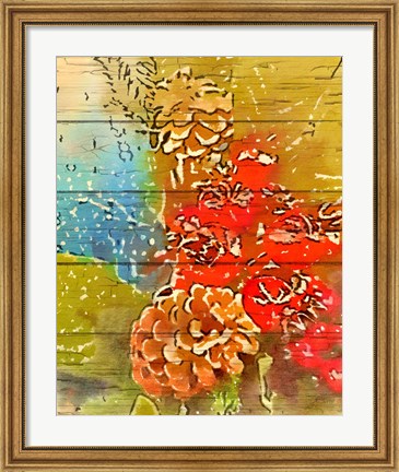 Framed Pinecone and Berries Print