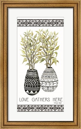 Framed Love Gathers Here Mud Cloth Vase Print