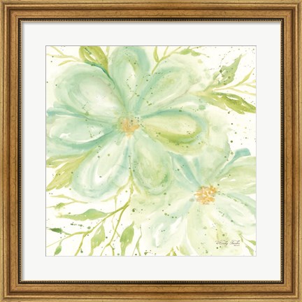 Framed Teal Big Blooms Print